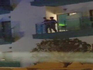 Adolescents caught fucking on the balcony