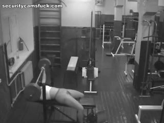 Security web kamera in the weight room tapes the astounding diva