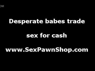 Hard up CFNM MILF sucks big prick for cash in pawn shop