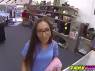Hot to trot Nurse Fucks At The Pawnshop For Money