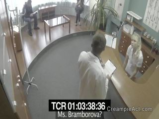 Slim cutie gets creampie in fake hospital