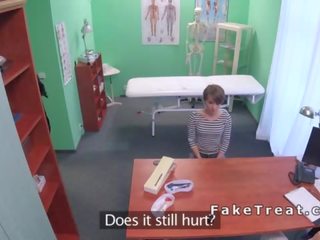 Short haired patient sucked doctors shaft